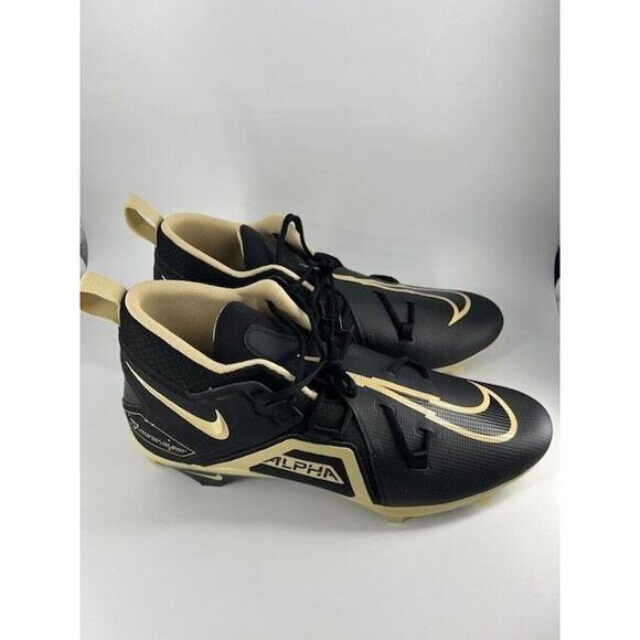 Nike Alpha Menace Pro 3 Black/Gold Football Cleats DM1788-002 Size 18 - Picture 2 of 9